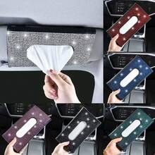 Sparkling Rhinestone Car Tissue Box, Crystal Diamond Sun Visor Tissue Holder, PU Leather Car Tissue Box, Luxury Shiny Car Accessories, Cute Women's Car Interior Decor, Universal Sun Visor Tissue Box, Fashion Glitter Diamond Car Tissue Box - A - View 10