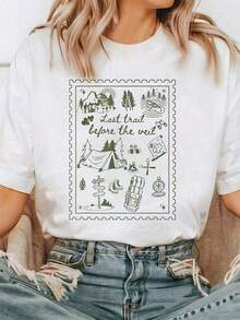 1 Women's And Unisex T-Shirt "One Last Journey Before The Veil" For Bachelorette Party - Matching Group Wear, Short Sleeve Crew Neck T-Shirt, Soft And Breathable, Printed With Bridal Party Design, Machine Washable Wedding Party Wear, 180g 100% Cotton. - 白色 - 查看 1