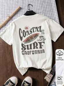 COASTAL SURF, Camiseta de Verano para Mujer con Estampado de California, 100% Algodón, Manga Corta, Ropa Casual de Verano, Camisetas de Verano, Blusas Blancas, Manga Corta de Algodón - Estilo - Ver 6