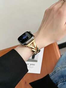 1条不锈钢表带，兼容 42mm、38mm、40mm、41mm、44mm、45mm、46mm、49mm，时尚智能手表替换表带，适用于Series Ultra2、Ultra SE2、SE 11、10、9、8、7、6、5、4、3、2、1，可作为学生返校礼物 - 金色 - 查看 3