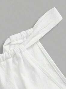 Camiseta de tirantes con cuello halter con estampado floral pequeño, adecuada para primavera y verano - Blanco 2 - Ver 4
