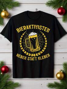 Funny Beer Lover T-Shirt, Retro Design With Brewery Activist Print, Casual Short Sleeve Crew Neck Tee For All Seasons And Social Use, Suitable For All Beer Lovers, Loose And Comfortable Men's T-Shirt - Back - View 1