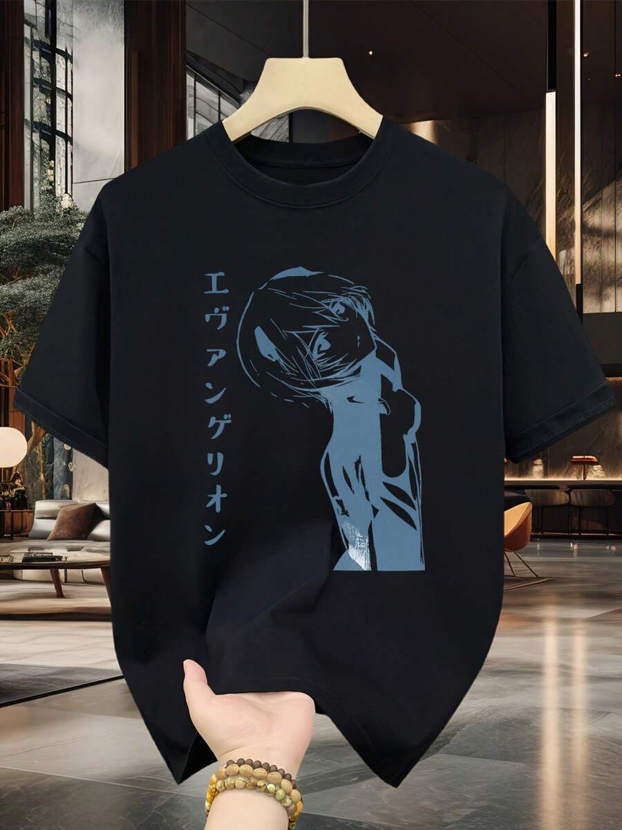 Unisex Anime Muscle Freaks T-Shirt With Manga Graphic Print, Muscular Character, Urban Style, Comfortable Fit For All Seasons, Crew Neck, For Casual Wear, Unisex Collectible T-Shirt - 黑色 - 查看 1