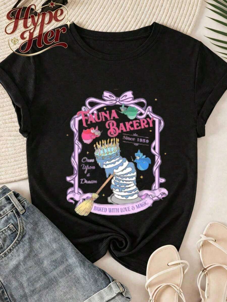 1 pieza HypeHer Nueva Colección Verano 2026, Linda Camiseta de Manga Corta con Cuello Redondo Regular para Mujer, Estampado Casual de Temática Monorail en Mezcla de Algodón, Regalos Ideales para Niñas o Mamás, Ropa de Verano para Mujer. 180g 100% Algodón, Todos los diseños están estampados. Unisexo. - Negro 5 - Ver 1