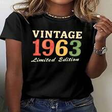One Piece, Classic And Versatile Pure Cotton Short-Sleeved T-Shirt, Ideal For Any Season. Limited Edition 1963 Retro Print For Women, Modern And Elegant Style. - 黑色 - 查看 2