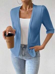 Chaqueta regular para mujer, cárdigan de verano - Azul 2 - Ver 1