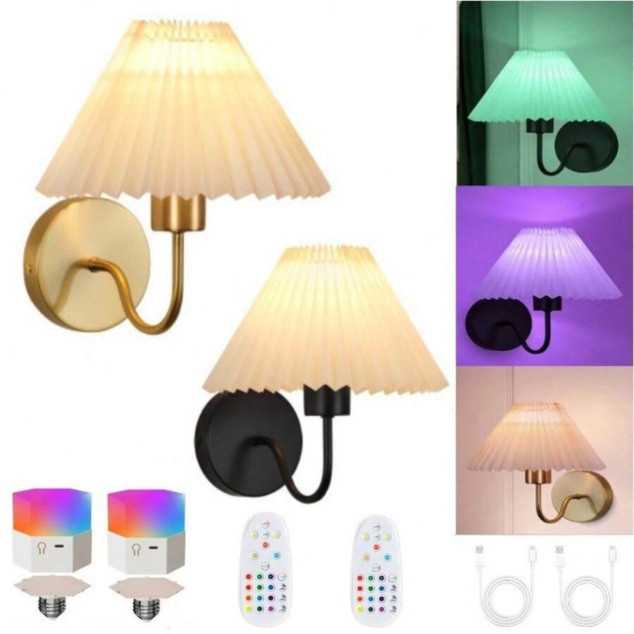 Juegos de lámparas de pared con batería, luces de pared recargables doradas con bombilla con control remoto magnético desmontable, 12 colores RGB y 3 temperaturas de color, lámpara de pared inalámbrica regulable para Lámpara de Pared Inalámbrica a Batería para Dormitorio, RGB con Control Remoto, Lámpara de Pared para Baño, Mesita de Noche, Sala de Estar e Iluminación de Escaleras. - Funda de tela negra estilo JK-8 (1 pieza) - Ver 1