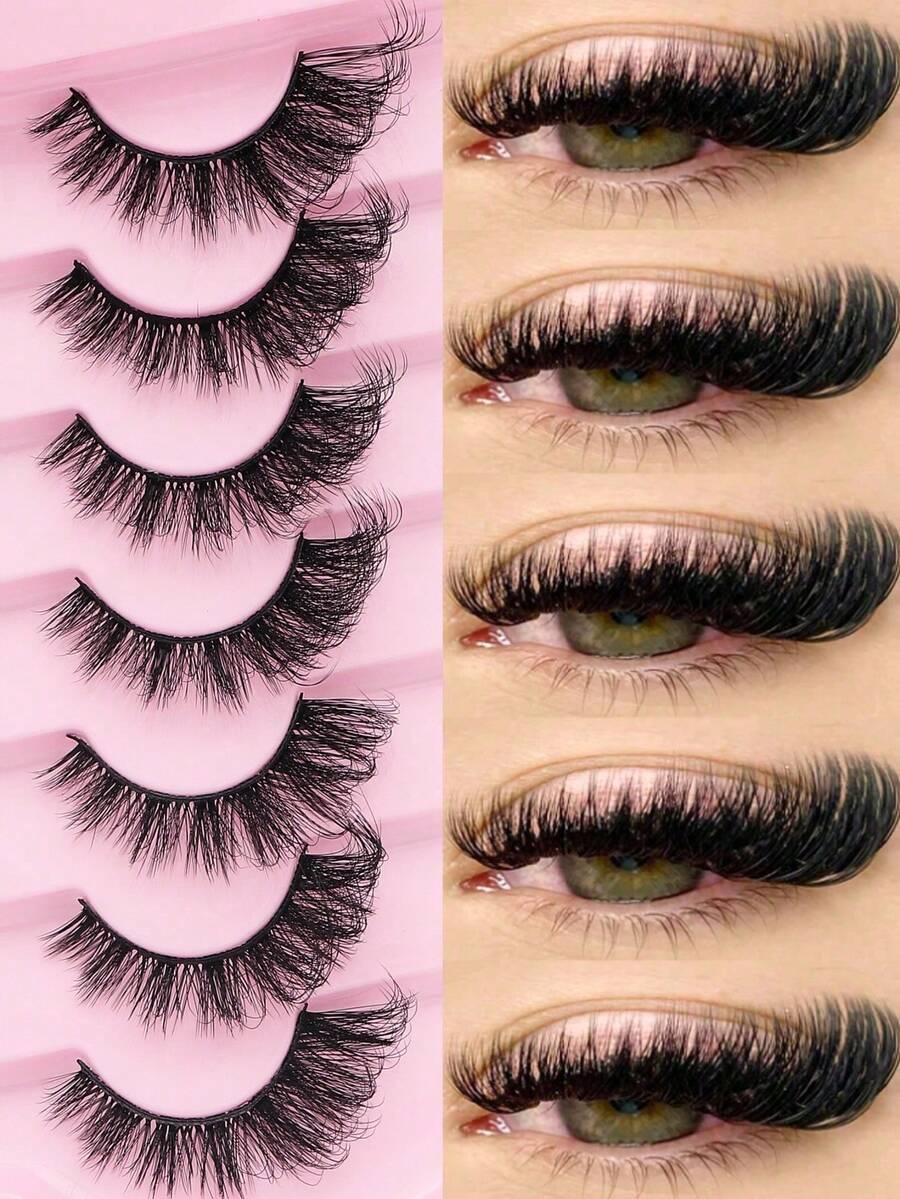 7 Pairs Of Thick False Eyelashes, Naturally Extended, Bright Eyes, Suitable For Parties, Dates, Movies, Etc. Very Impressive, Reusable - View 1