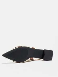 Sandalias de tacón alto con punta fina y cadena para mujer, adecuadas para primavera y verano, gruesas, elegantes para fiestas y ocasiones formales - Marrón - Ver 8
