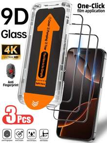 3pcs High Definition Transparent Tempered Glass Screen Protector, Privacy Protection Film, Comes With Installation Tools And Auto-Alignment Tool, Compatible With IPhone 17 Pro Max/17 Pro/17 Air/17/16 Pro Max/16 Pro/16 Plus/16E/16/15 Pro Max/14 Pro Max/13 Mini/12/11 Series, Full Coverage, Anti-Fingerprint, Shockproof, Scratch-Resistant, 9H Hardness Tempered Glass Screen Protector - Clear 3PCS - View 10