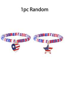 2/1 pieza Pulsera Patriótica del Día de la Independencia, Accesorios Decorativos con Forma de Estrella y Corazón de la Bandera Americana, Cuerda de Mano, Adecuado para la Decoración del 250 Aniversario del Día de la Independencia, Regalos de Decoración de Fiesta, Festivales, Accesorios de Decoración de Carnaval de Fiesta - Ver 10