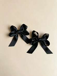 2pcs/3pcs Cotton Ribbon Fabric Solid Color Elegant Streamers Hair Clips, Versatile Daily, Party, School, Wedding Gift Hair Accessories, Ponytail Decor - Multicolor - View 8