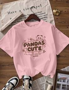 Camiseta de Manga Corta con Caligrafía Juvenil y Detalles Lindos,Camiseta de manga corta de moda para primavera y verano de 2026, hecha en México, 180 gramos. Estampado de dibujos animados, modelo de pareja, apta para uso interior o exterior. Cuello redondo, unisex, ideal para oficina y ocio. Paquete de una pieza. - PK-P631577SLNDXZGY412 - Ver 3