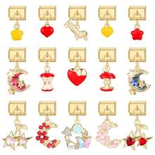 1/5/10/20/30/50pcs Random Mixed Gold-Color Modular Pendant Charms - Butterfly, Moon, Heart, Cherry Suitable For DIY Bracelet - Multicolor - View 8