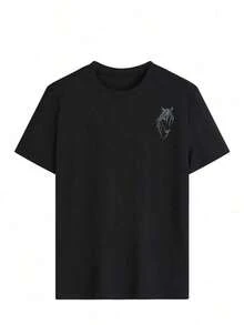 2026 New Cotton-Shirt: Women's Short-Sleeved Crew Neck T-Shirt For Summer, Soft And Comfortable, Casual And Versatile. Casual Style With An Equestrian Theme, Featuring The English Lettering "Just A Horse Lover," Radiating Youthful Vitality. Suitable For Equestrian Culture, Street Style, Everyday Wear, Running, Leisure, Gatherings, Parties, And Various Occasions. Loose And Urban Style, Also Very Suitable For Outdoor Wear; A Summer Option In Black. - 黑色 - 查看 6