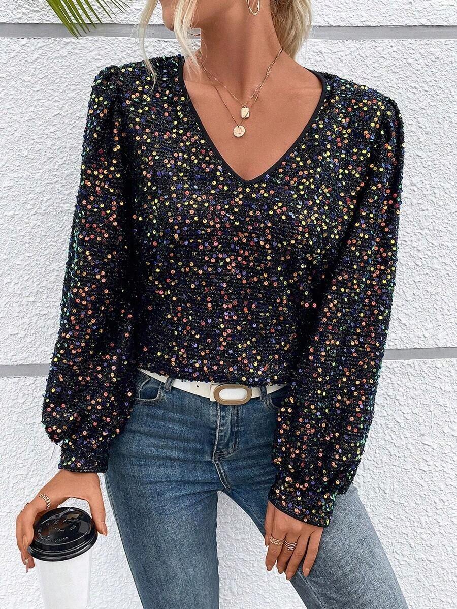 Blusa con estampado floral y mangas abullonadas - Multicolor - Ver 1