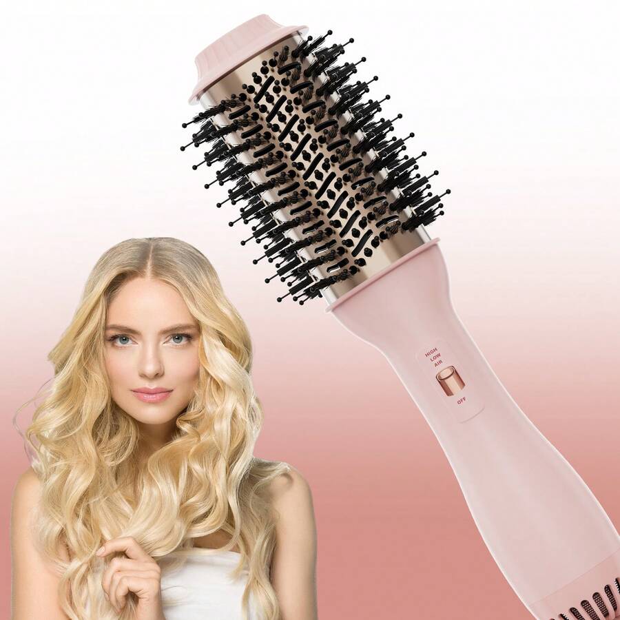 LANDOT Hot Air Blowout Brush 60mm Oval Blowout Brush One-Step Salon-Grade Styling Reduces Frizz Adds Shine Reduces Heat Damage Fast Drying Voluminous Smooth 3 Temperature Settings 2 Speed Settings Suitable For All Hair Types
