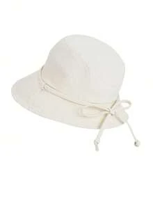 1顶女士户外遮阳帽，时尚百搭蝴蝶结装饰宽檐渔夫帽，优雅韩式蝴蝶结渔夫帽，魅力休闲大檐防晒帽 - 彩色 - 查看 5