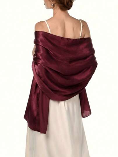 A Women's Bohemian Classic Solid Color Smooth Satin Scarf, Casual Autumn Shawl Sun Protection Headscarf, Suitable For Daily Lif