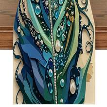 1pc Peacock Feather Printed Tablecloth, Available In Multiple Sizes, Suitable For Home Dining, Kitchen Decor, Home Decoration, Outdoor Party And Restaurant Decor, Linen Texture Appearance - Multicolor - View 14