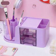 1pc Nail Tool Storage Box With 2 Drawers & 6 Rotatable Compartments, Large Capacity No Assembly Required. Multi-Compartment Storage Box With Sliding Design For Easy Use, Suitable For Storing Nail Tools, Short/Long Nails, Nail Accessories, Stationery, Unique Valentine's Day Design - Apricot - View 9