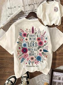 Camiseta con Patrón de Fe Cristiana, Regalo Religioso, Camiseta Casual de Verano para Mujer con Patrón Católico de la Virgen María, Camiseta de Manga Corta - Albaricoque - Ver 8