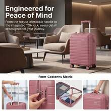 Hand Luggage Box, Trolley Box, Carry-On Luggage, 20-Inch Luggage Box, Mech-Anoid Style Luggage Box, ABS Material, Carry-On Bag, 360° Rotating Wheels, Silent Wheels, New Product Launch, Suitable For Students, Families, Schools, Business Travel And Outings. - Pink - View 2