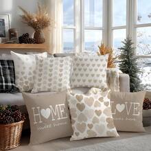 MEMNUN 6pcs Milk Tea Watercolor Gradient Bow Tie Illustration "Home Sweet Home & Love Lives Here" Inspirational Quotes Printed Pillow Case Covers, Made Of Polyester Fabric, Single-Sided Printing, Suitable For Home Decor, Living Room Sofa Cushions, Gifts, Available In 17.7*17.7in(45*45cm)/19.69*19.69in(50*50cm)/15.75*15.75in(40*40cm) - Multicolor - View 9