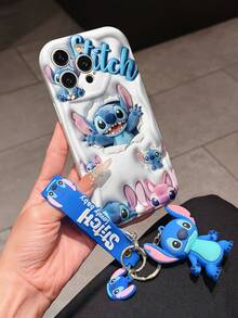 Disney Lilo And Stitch Phone Case : 3D Fluffy Pattern Border Protector Phone Soft Phone Case With A Free Cute Stitch Bracelet Chain Lanyard, Stitch, Lilo, Angel, For Apple 17 Promax 17 Pro 16 15 14 13 12 11 Pro Max XS Max X XR Soft Cover Summer Phone Case - trắng - Xem 3
