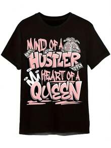Unisex Matching 11S Low Legend T-Shirt With Pink Graphic For Men And Women, Available In Black And White, Short Sleeve T-Shirt, Crew Neck, Comfortable, Breathable, Fitted - 黑色 - 查看 1