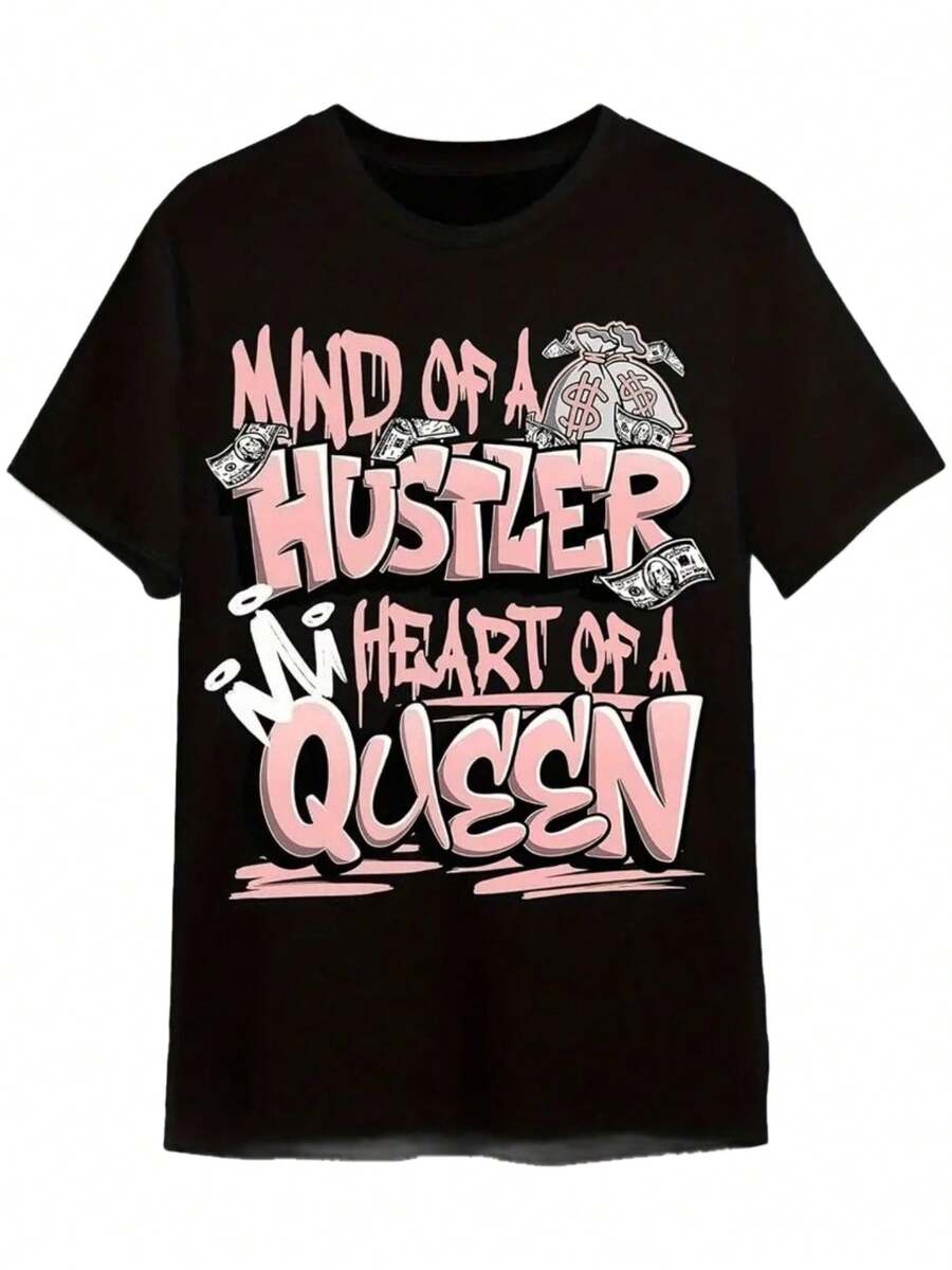 Unisex Matching 11S Low Legend T-Shirt With Pink Graphic For Men And Women, Available In Black And White, Short Sleeve T-Shirt, Crew Neck, Comfortable, Breathable, Fitted - 黑色 - 查看 1