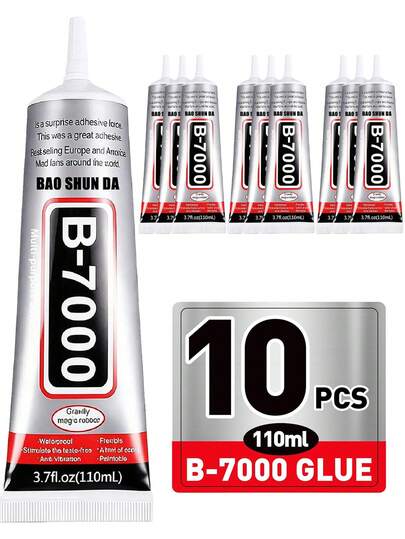 B-7000 Rhinestones Glue For Crafts, 110ML/50ML/25ML/15ML 3.7fl.Oz Clear B-7000 Super Jewelry Glue Transparent Industrial Adhesive For Fabric Cell Phones Jewelry Making Crystal Gem Tac Stone Wood Glass