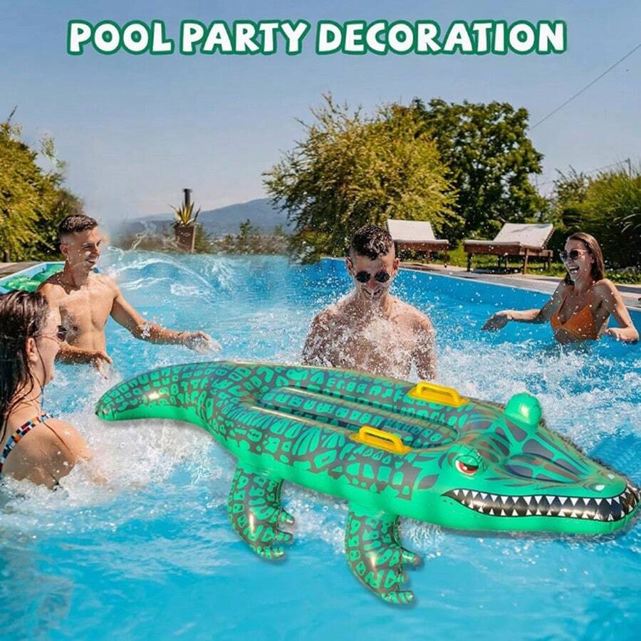 55 pouces Flotteur de piscine gonflable en forme de crocodile, super pour s'amuser à la plage l'été, les fêtes de piscine, les radeaux, les loisirs