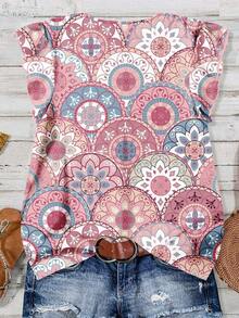 Camisa casual minimalista, bohemia, elegante, romántica, retro con estampado rosa, adecuada para la playa, vacaciones, atuendo de verano para mujer, camisa casual de verano para mujer - Multicolor 5 - Ver 4