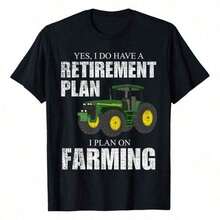 Printed T-Shirt, Cotton Graphic Design T-Shirts, Plus Size, Short-Sleeved Crew Neck Cartoon, Humorous T-Shirt About Retirement Planning, Agriculture, Funny Farmer, Tractor And Farm, 220g Pure Cotton, Casual Crew Neck, Perfect For Outdoor Exploration Or Weekend Trips. Y2K, Oversized Shirt, With Shirt, Summer Tops, Suitable Shirt ZUKN - 黑色 - 查看 8