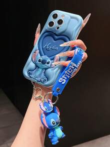 Disney Lilo And Stitch Phone Case : 3D Fluffy Pattern Border Protector Phone Soft Phone Case With A Free Cute Stitch Bracelet Chain Lanyard, Stitch, Lilo, Angel, For Apple 17 Promax 17 Pro 16 15 14 13 12 11 Pro Max XS Max X XR Soft Cover Summer Phone Case - trắng - Xem 4