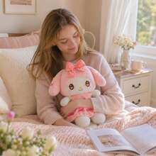 Kawaii Sanrio Kuromi & My Melody Plush Set – Cute Anime Stuffed Toys With Pink & Purple Outfits, Soft Plush Dolls For Girls, Cute Room Decor, Perfect Gift Idea, Bedroom Decoration - 粉色 - 查看 5