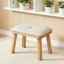 Small Solid Wood Stool, Low Stool, Sturdy And Comfortable For Long Sitting, Modern Minimalist Living Room Coffee Table Wooden Stool, Sofa Soft Padded Bench, Shoe Changing Stool - Natural Wood Color - View 7