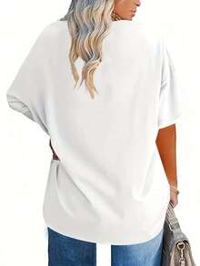 Camiseta de mujer 100% algodón con estampado floral de la letra USA y lazo decorativo, camiseta de manga corta con diseño patriótico, atuendo perfecto para el 4 de julio, regalo para el Día de la Independencia, top casual de verano suave y transpirable. - Blanco - Ver 2