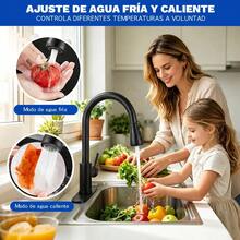 Grifo Mezclador De Cocina Monomando Extraíble De Acero Inox - Negro - Ver 2