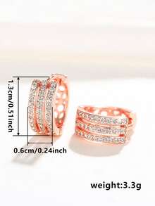 1 Pair Elegant Cubic Zirconia Earrings, Suitable For Women, Can Be Worn For Weddings, Engagements, Anniversaries, Parties, Valentine's Day And Other Occasions - 3# - View 9