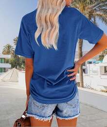 Sudadera con estampado de letras Rachel para mujer, con diseño de letras, divertidas, informales - Azul - Ver 3