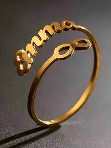 [Customization] Personalized Unlimited Name Ring - Customized Laser Cut Adjustable Stainless Steel Open Ring, Elegant Minimalist Jewelry - Multicolor - View 4