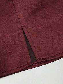 Falda mini casual de fiesta con abertura y corte en A de ante color Maillard para mujer, para otoño/invierno - Burdeos - Ver 5