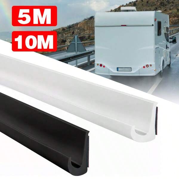 5/10m RV Rain Gutter PVC Rain Gutter Self Adhesive J Shape White Black