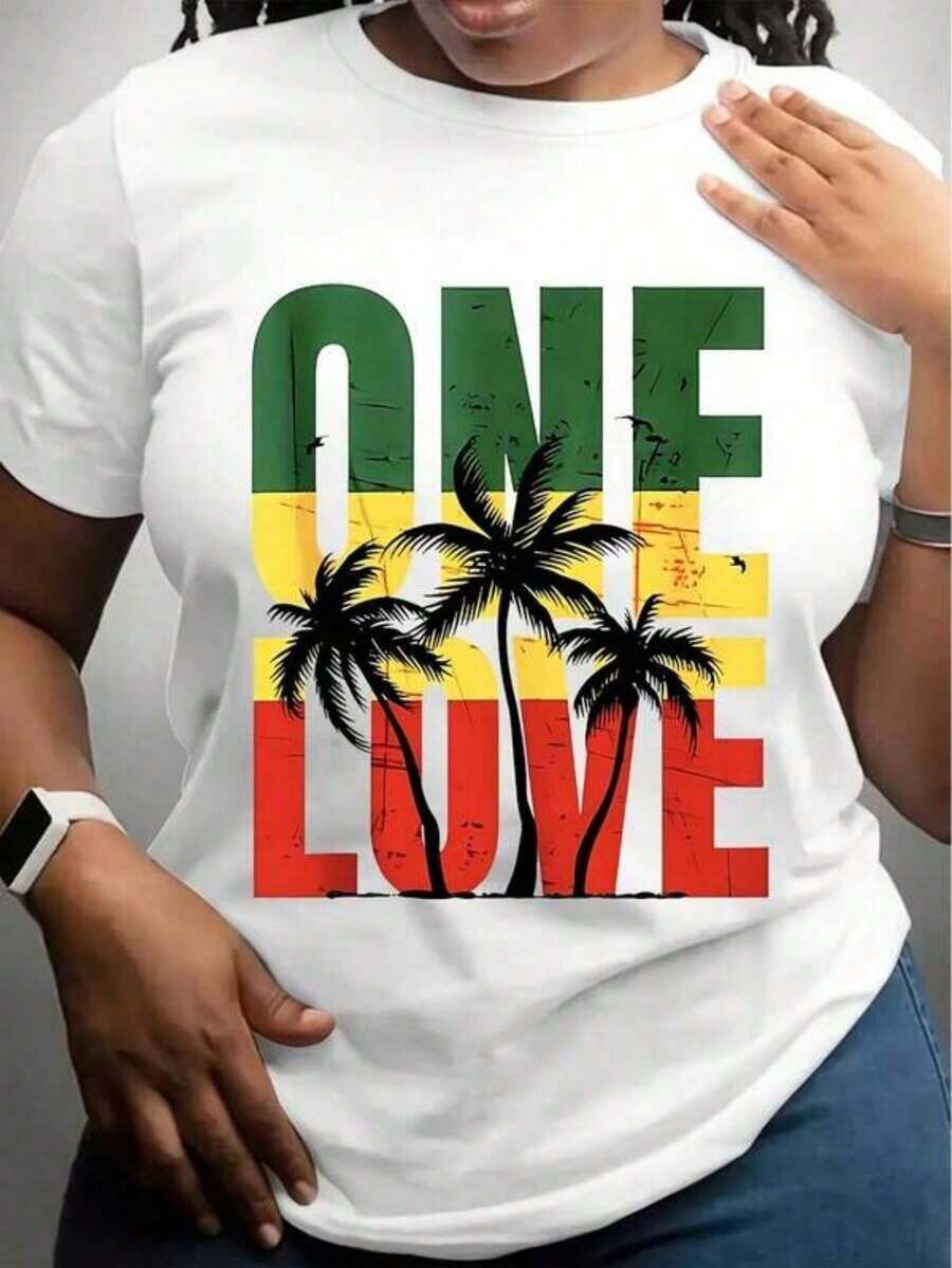 Camiseta Casual de Algodón para Mujer con Estampado de Palmeras de Playa, Camiseta Gráfica para Verano, Ropa de Exterior para Mujer - Blanco - Ver 1
