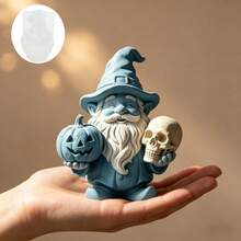 Moule à bougie de nain d'Halloween, moule à bougie en silicone de nain sorcier squelette de citrouille DIY, moule à ornement en gypse en forme de nain sorcier gaufré, artisanat de décoration pour la maison et les fêtes d'Halloween, sélection de cadeaux uniques d'Halloween - A - Voir 3