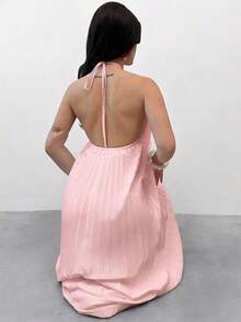 de línea A elegante, refinado, romántico, digno, minimalista para ir al trabajo, uso diario, Día de San Valentín, citas, fiestas, invitados de boda, vacaciones - Rosa Pálido - Ver 7