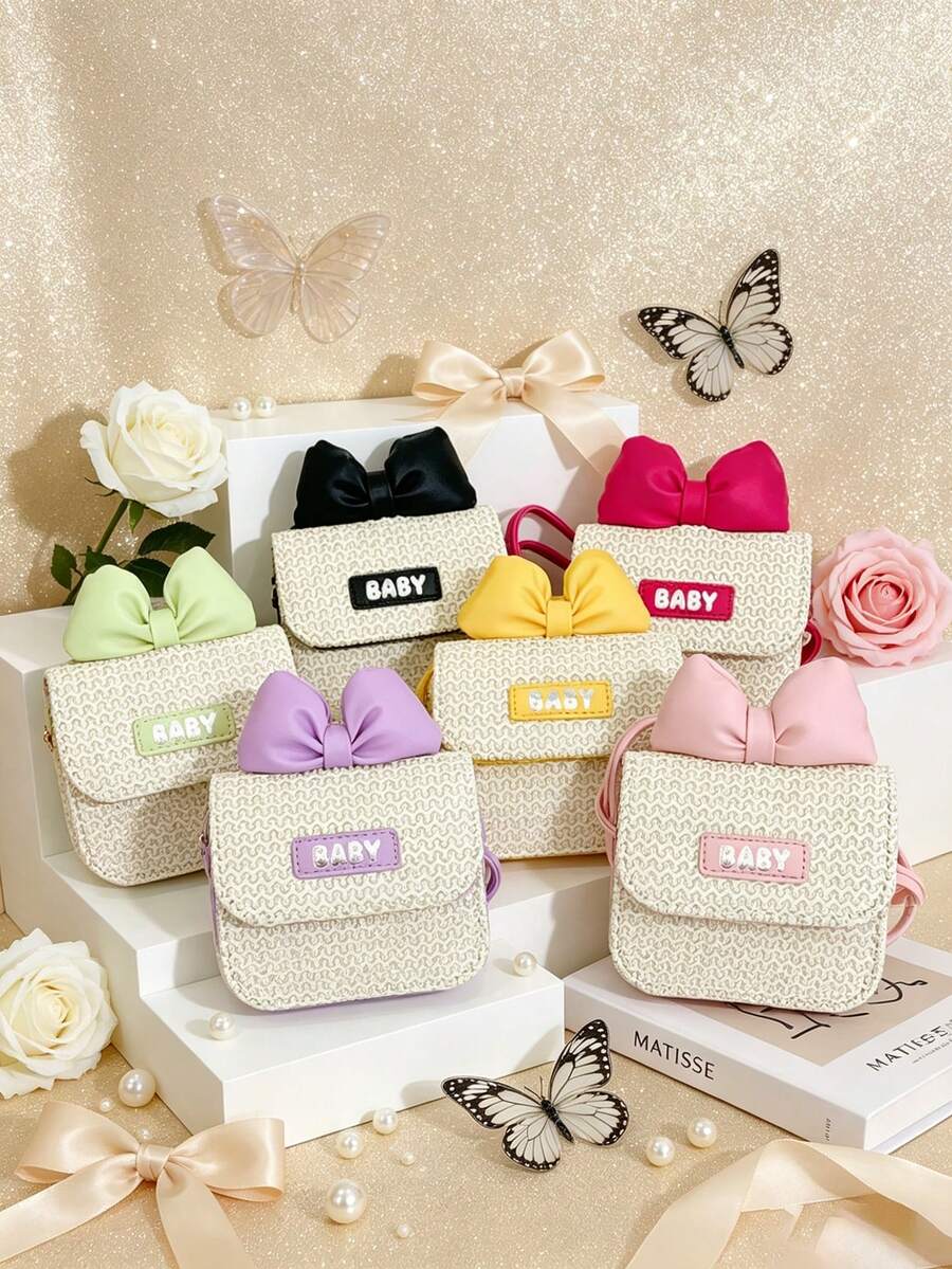 1pc This Stylish And Sweet Mini Square Bag With A Bow Is A Unique Design Suitable For Various Occasions. Versatile And Easy To Use, It'S Perfect For Outdoor Activities, Playtime, Commuting, And More, Making It A Perfect Gift For Teenagers. - Multicolor - View 1