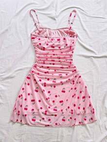 Nuevo vestido mini de verano con estampado floral rosa plisado de punto, para playa, estilo occidental, festival, atuendo de verano, bohemio - Rosa - Ver 2